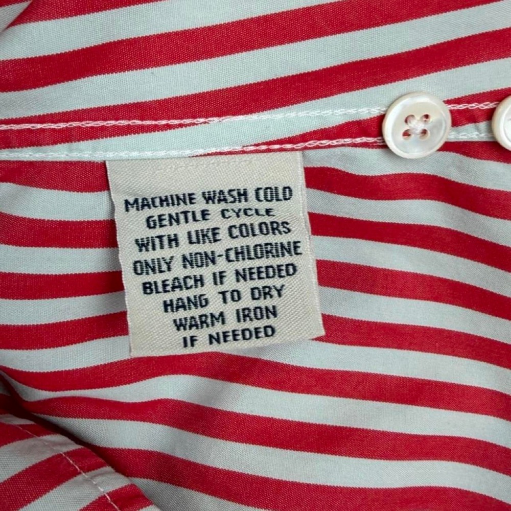 Façonnable Red White Striped Tailored Shirt French Designer 100% Cotton - Picture 3 of 8